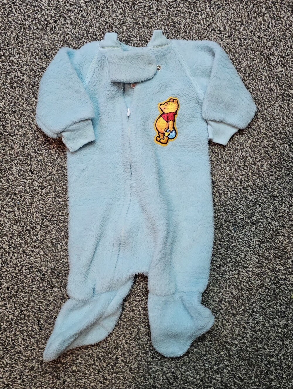 Vintage Sears Disney Winnie the Pooh Baby Footed Fleece Sleeper Newborn USA